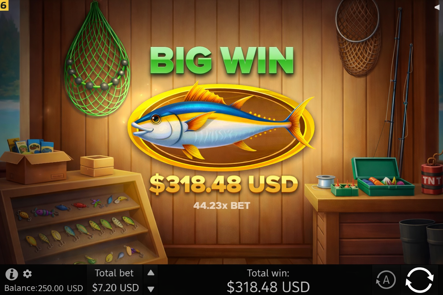 Fishing Club 2 Fishing Net bonus feature animation