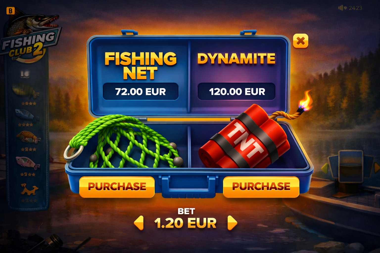 Fishing Club 2 demo mode running in desktop browser