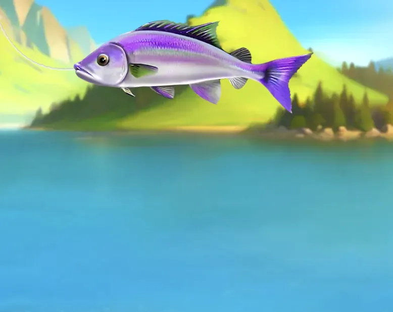 Fishing Club 2 catch animation showing fish multiplier reveal on the lake